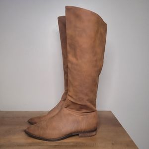 Band Of Gypsys Velvet Suede Knee High Brown Boots Almond Toe Sz 10
